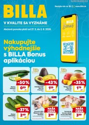 1. strana letáka Billa 27. 5. - 2. 6. 2026 BILLA Bonus leták