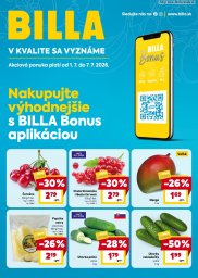 Billa leták  s platnosťou 1. 7. - 7. 7. 2026 BILLA Bonus leták