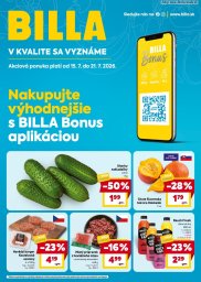 1. strana letáka Billa 15. 7. - 21. 7. 2026 BILLA Bonus leták